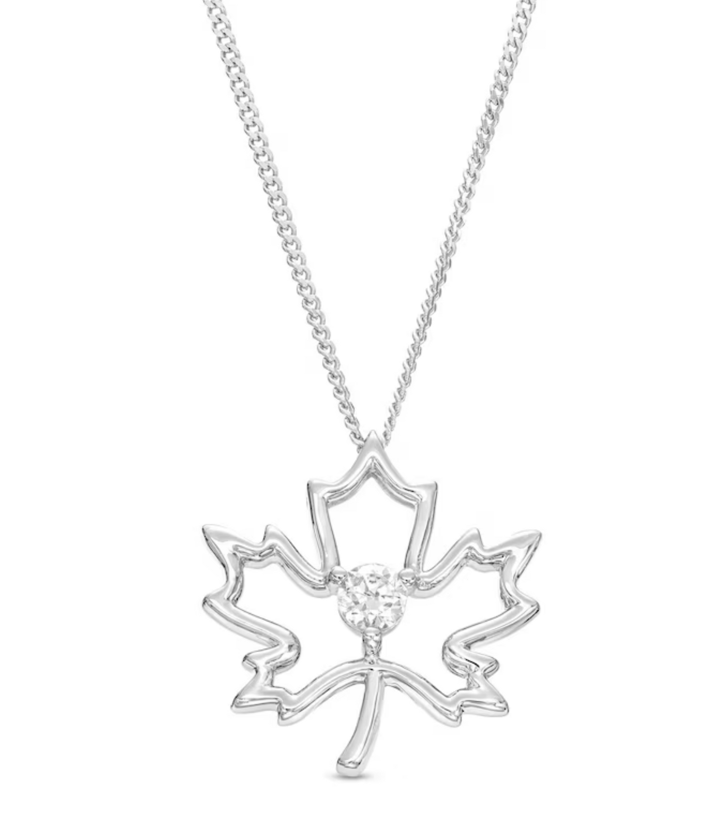 Canadian Certified Diamond Solitaire Maple Leaf Pendant