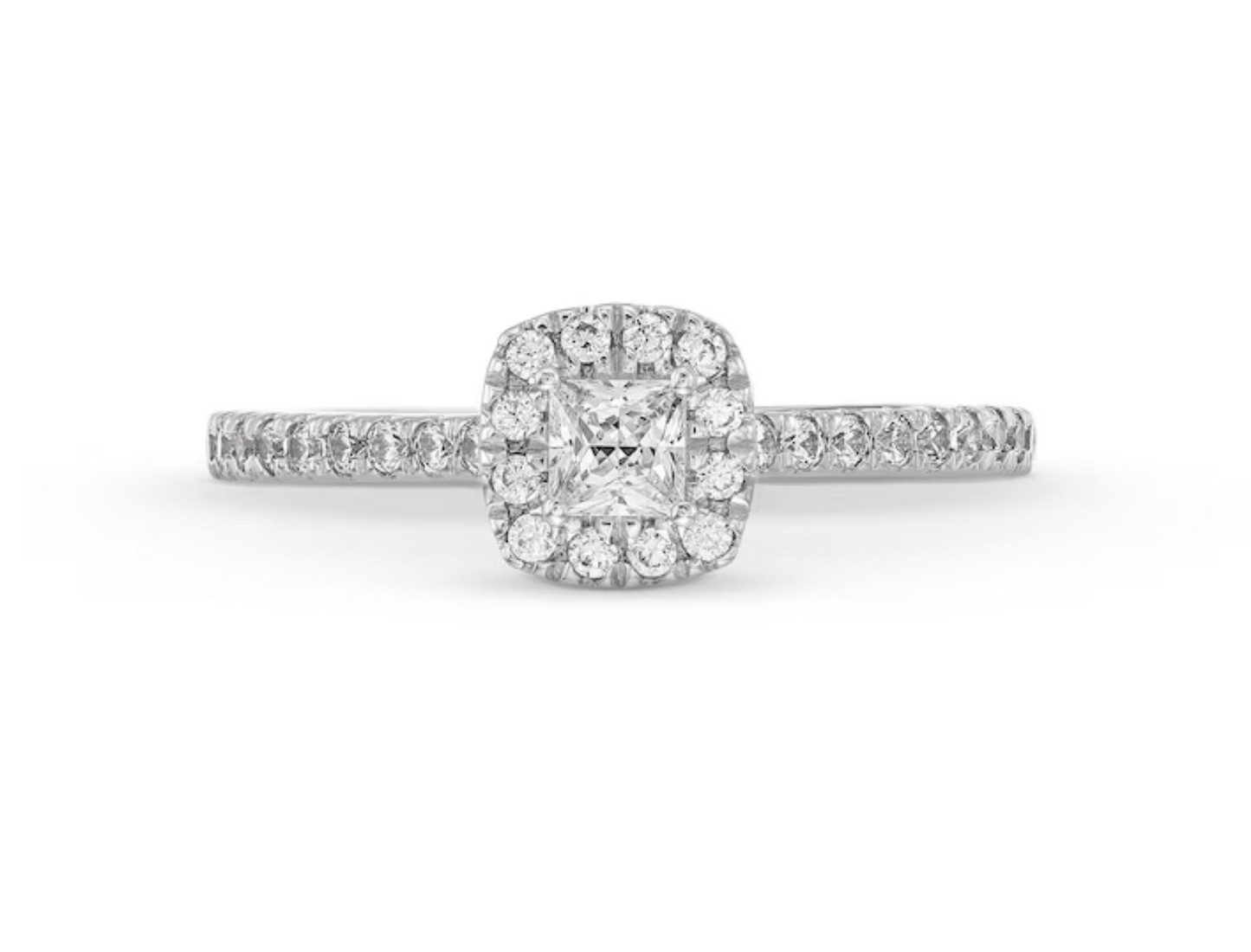 10K White Gold Princess-Cut Certified Lab-Grown Diamond Cushion Frame
