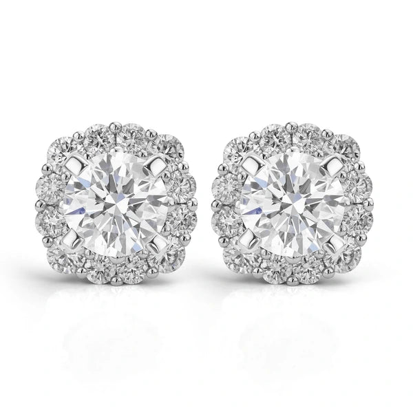 Diamond Halo Stud Earrings