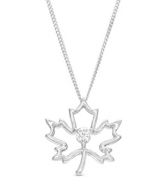 Canadian Certified Diamond Solitaire Maple Leaf Pendant