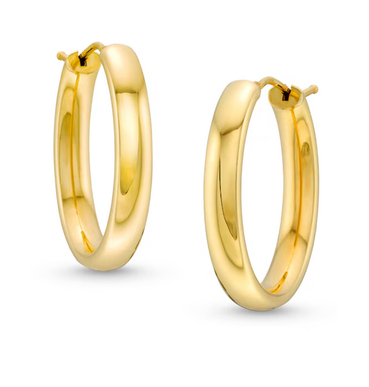18K Gold Oval Hoop Earrings