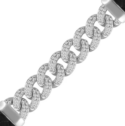 Lab-Grown Diamond Curb Chain and Leather Bracelet