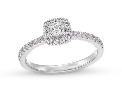 10K White Gold Princess-Cut Certified Lab-Grown Diamond Cushion Frame