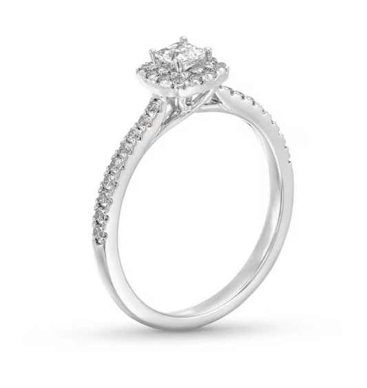 10K White Gold Princess-Cut Certified Lab-Grown Diamond Cushion Frame