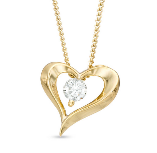 14K Gold Certified Canadian Diamond Solitaire Heart Pendant
