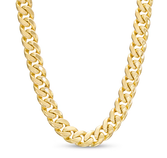 14K Gold Italian Gold Men's 7.6mm Curb Chain Necklace