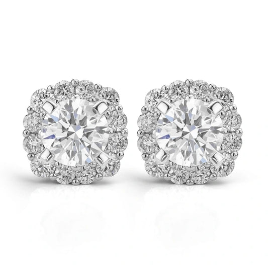 Diamond Halo Stud Earrings