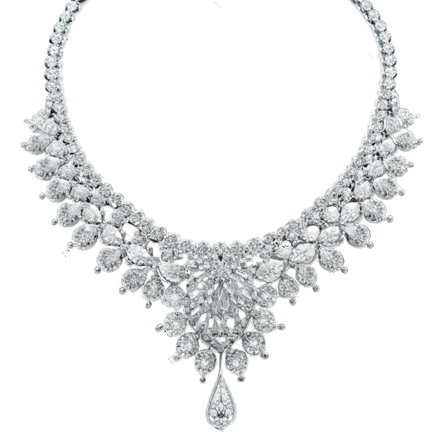 Diamond Floral Drop Necklace