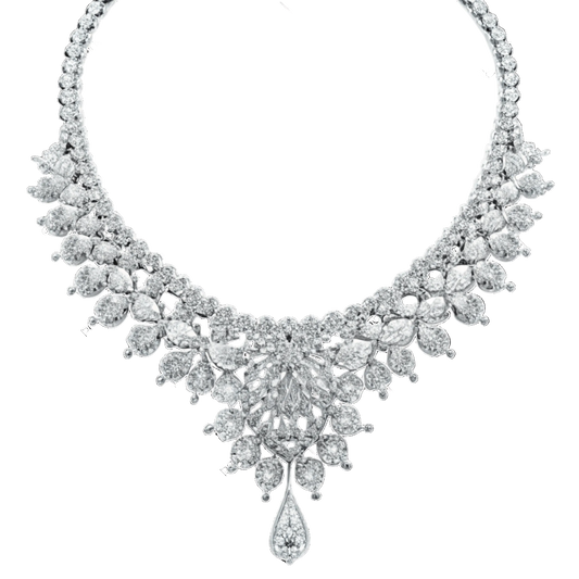 Diamond Floral Drop Necklace